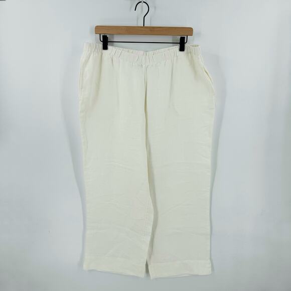 J. Jill Linen Pants Cream Elastic Waist Pockets High Rise Pull-On Size 1X - Picture 1 of 10